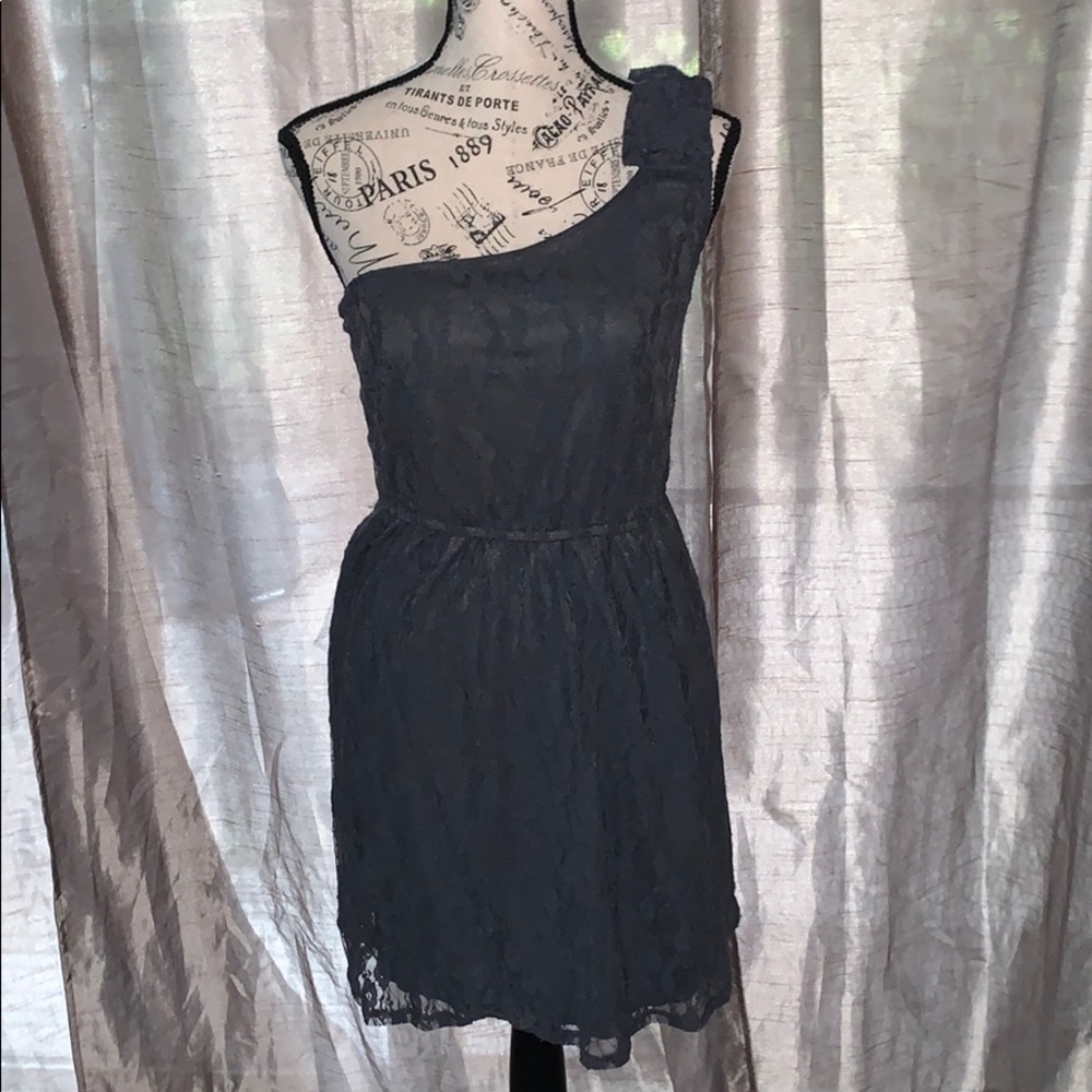 Gray laced one shoulder dress